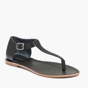 Madewell Sightseer Leather T-strap Black Sandal